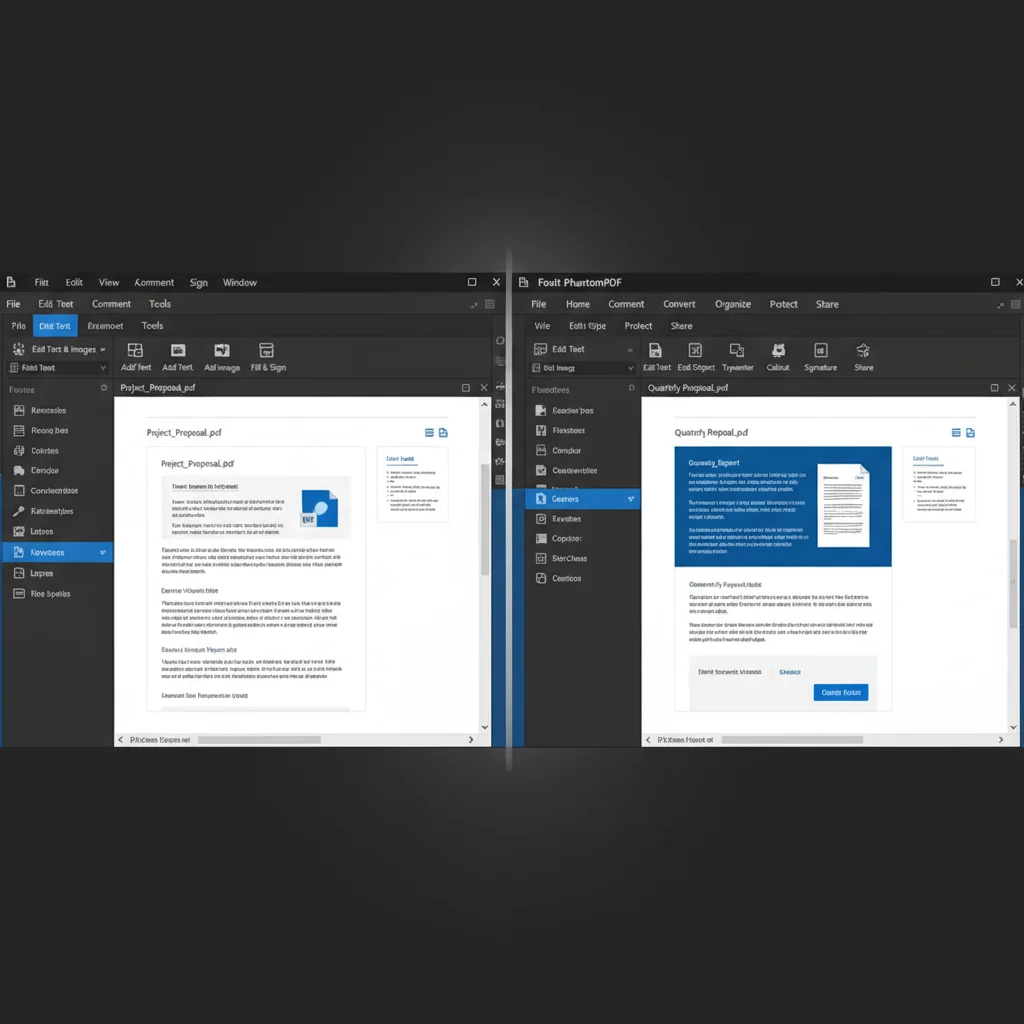 Adobe Acrobat Pro vs Foxit PhantomPDF interface comparison