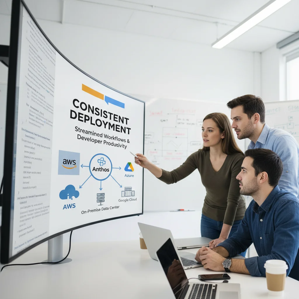 Developers using Anthos for consistent application deployment across hybrid and multi-cloud platforms.