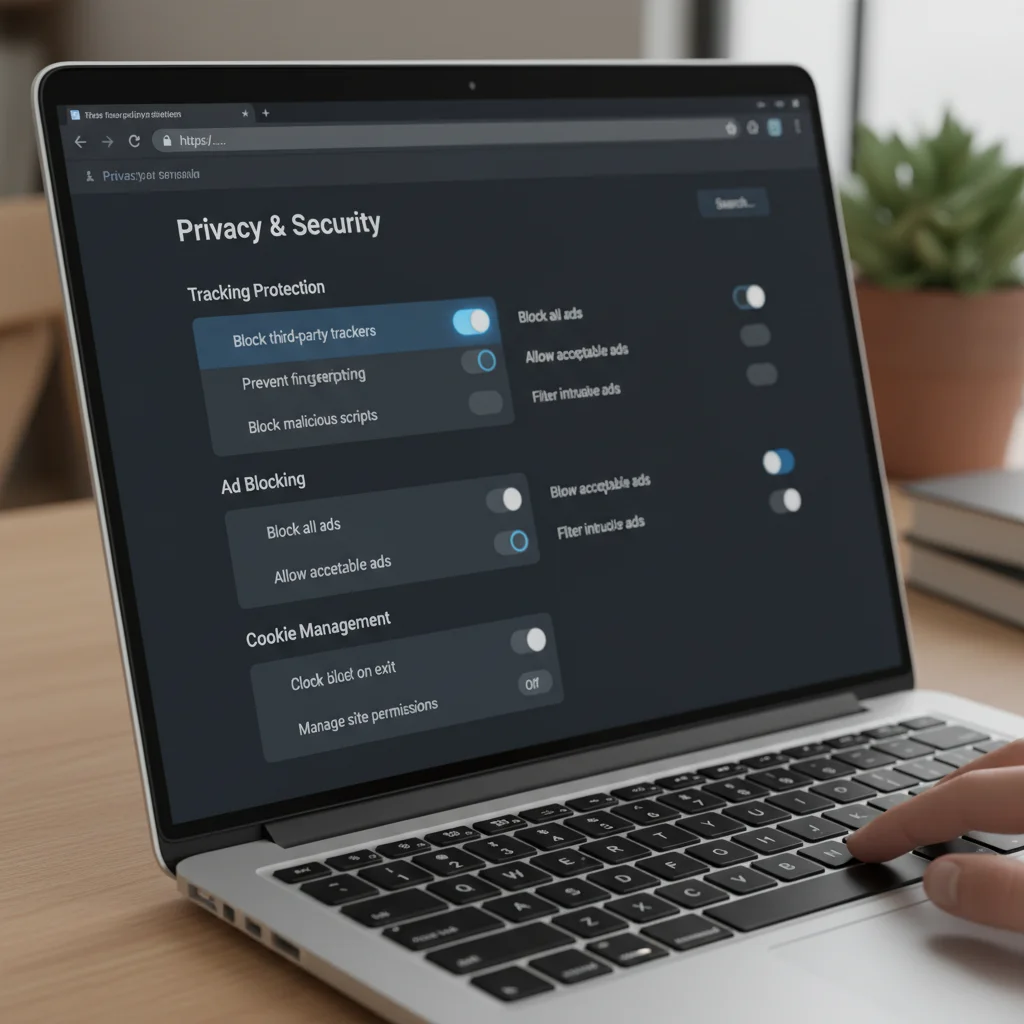 Detailed privacy settings menu within a modern web browser interface