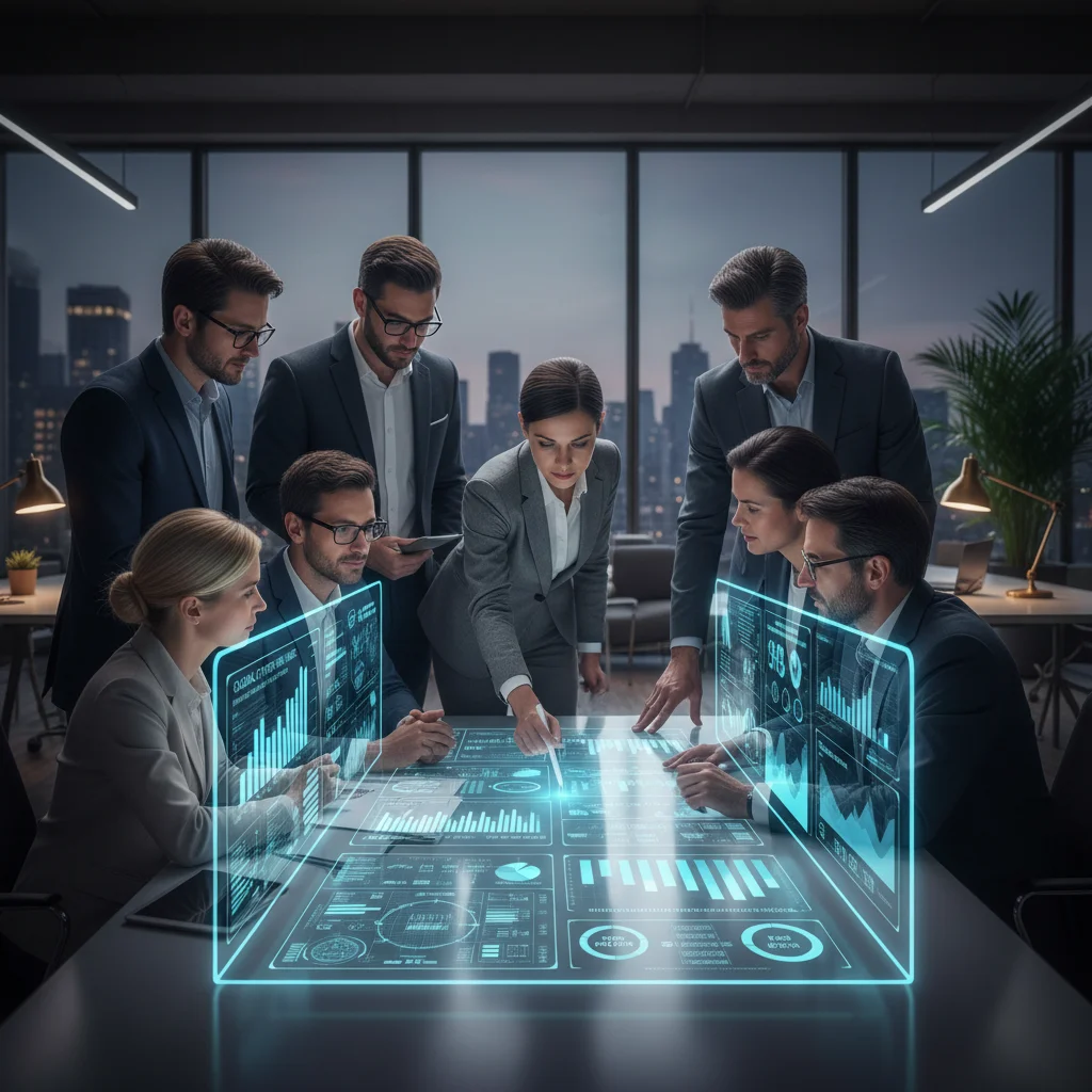 Business team collaborating on cloud security compliance and strategy