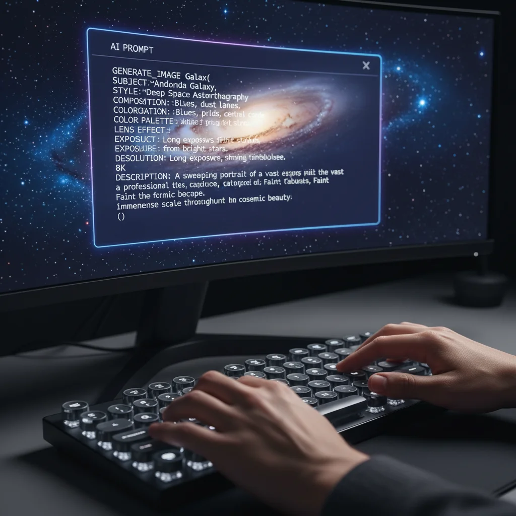 Hands typing an effective AI prompt on a computer screen.