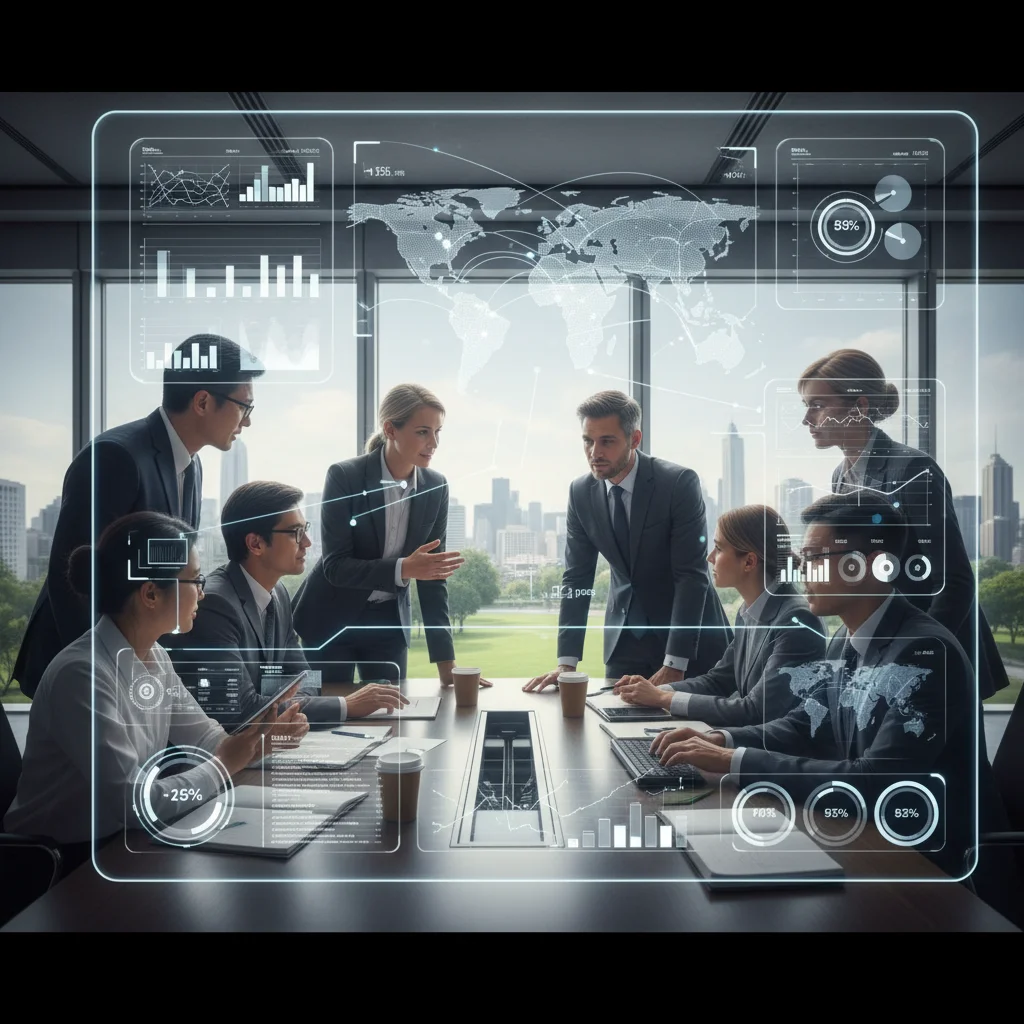 Data professionals collaborating on big data analytics and strategic decision-making.