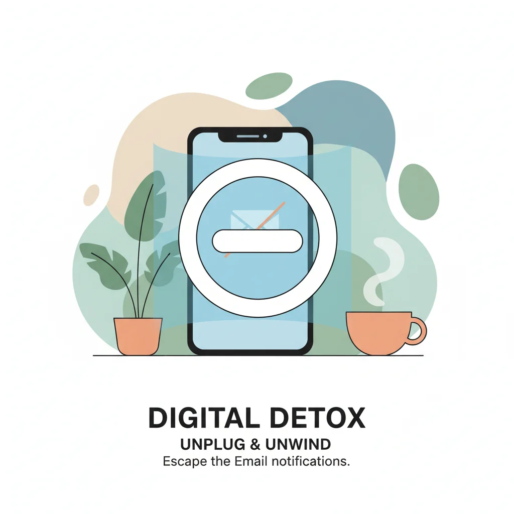 Digital detox illustration with 'do not disturb' on devices