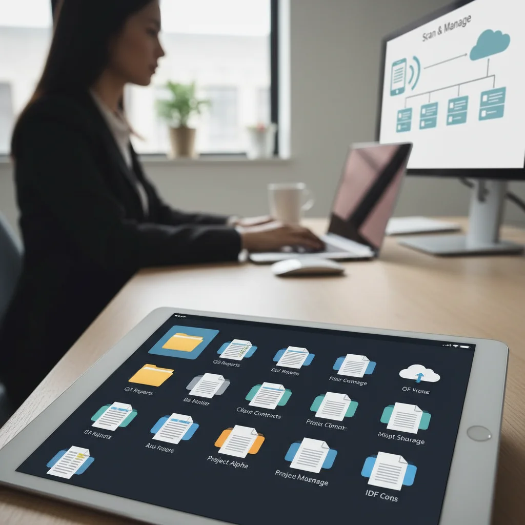 Organized digital documents on a tablet, illustrating effective document management.