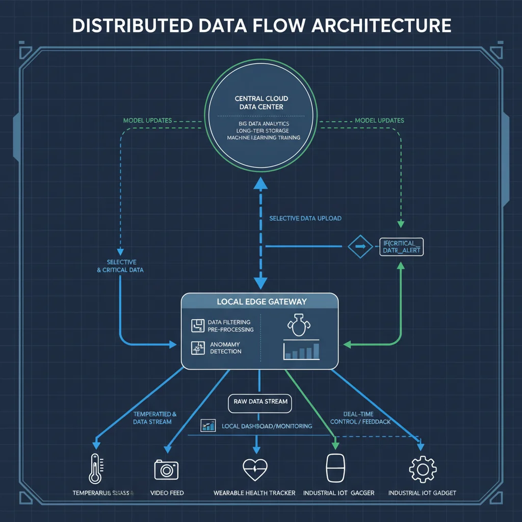 Data flow diagram from edge devices to cloud infrastructure.