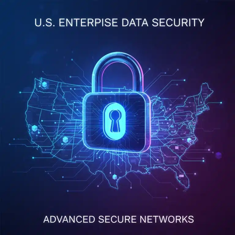 Futuristic digital padlock securing U.S. enterprise data with advanced IAM software
