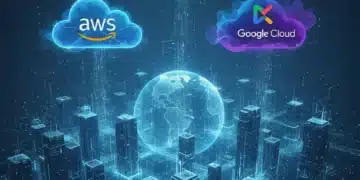 Global cloud network connecting AWS, Azure, and Google Cloud platforms