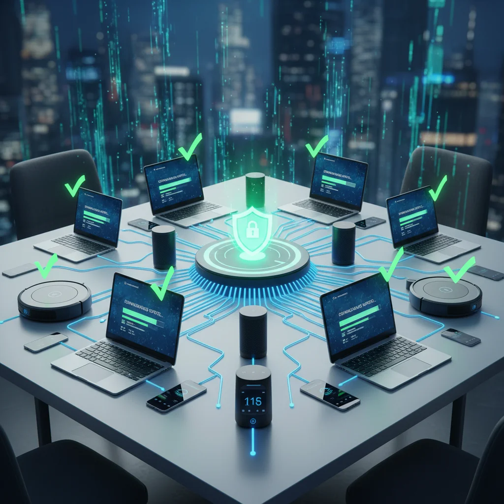 Interconnected devices receiving simultaneous software updates