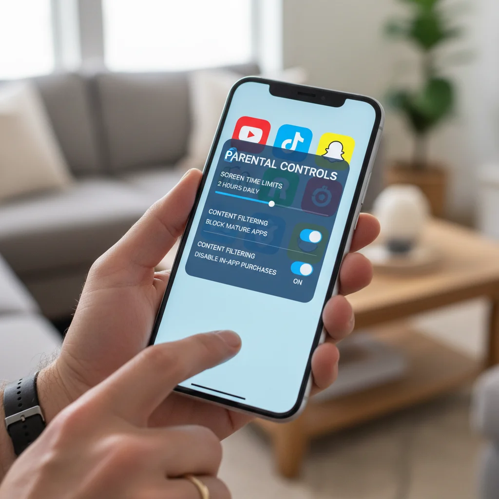 Smartphone screen showing parental control app settings