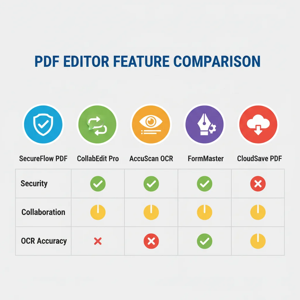 Feature comparison chart for leading PDF editing software