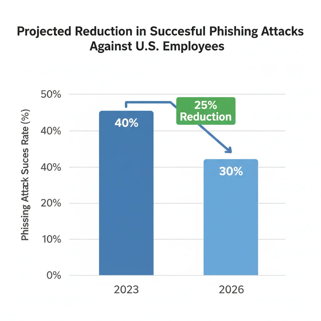 Bar graph showing 25% reduction in phishing attacks by 2026.