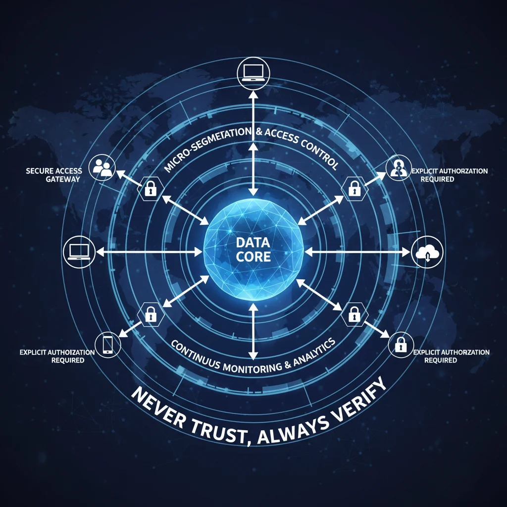 Zero Trust architecture layers protecting enterprise data