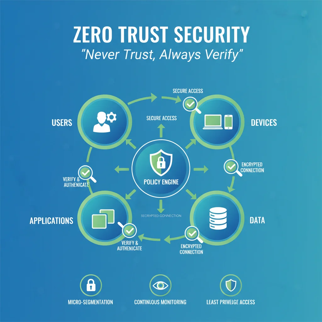 Infographic explaining core principles of Zero Trust architecture