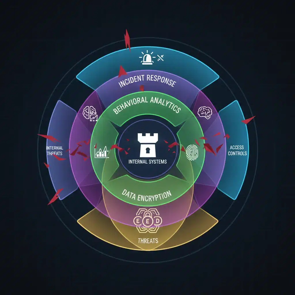 Diagram illustrating a multi-layered security framework for insider threat prevention