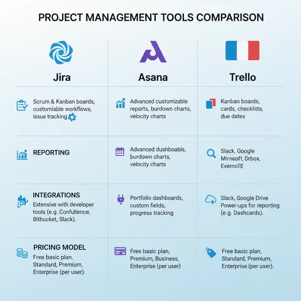 Jira Asana Trello Features Comparison
