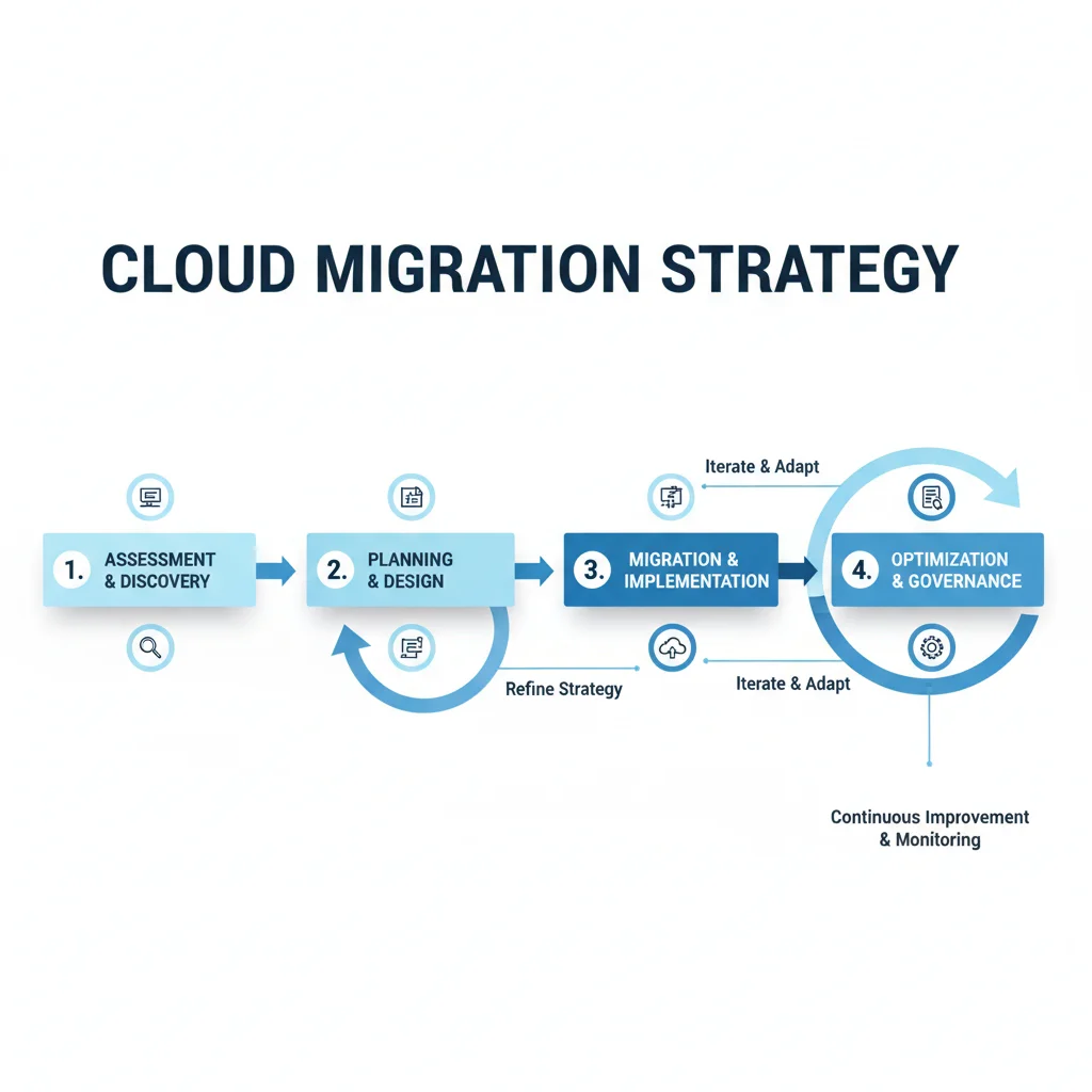 Phased cloud migration strategy flowchart for minimizing downtime