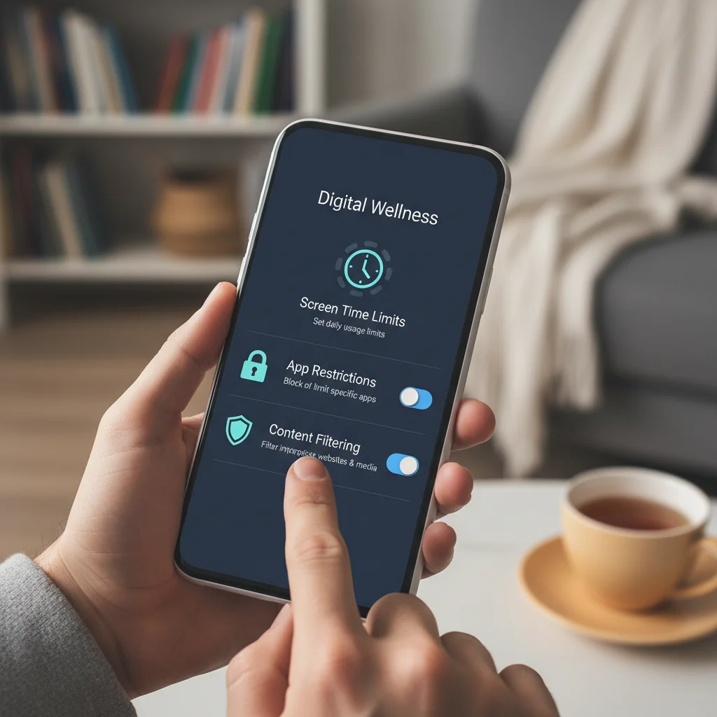 Smartphone screen showing parental control settings menu