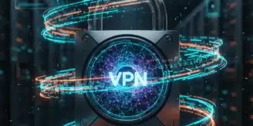 Digital padlock with glowing network symbolizing VPN anonymity and online security in 2026