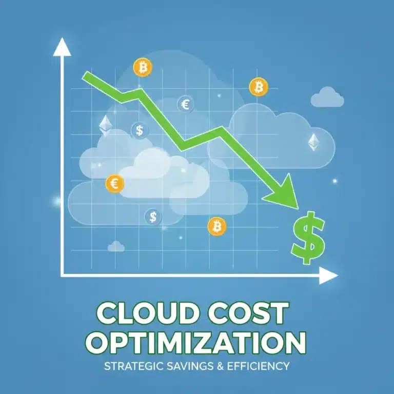 Strategic financial planning for cloud cost optimization with a downward trend graph.