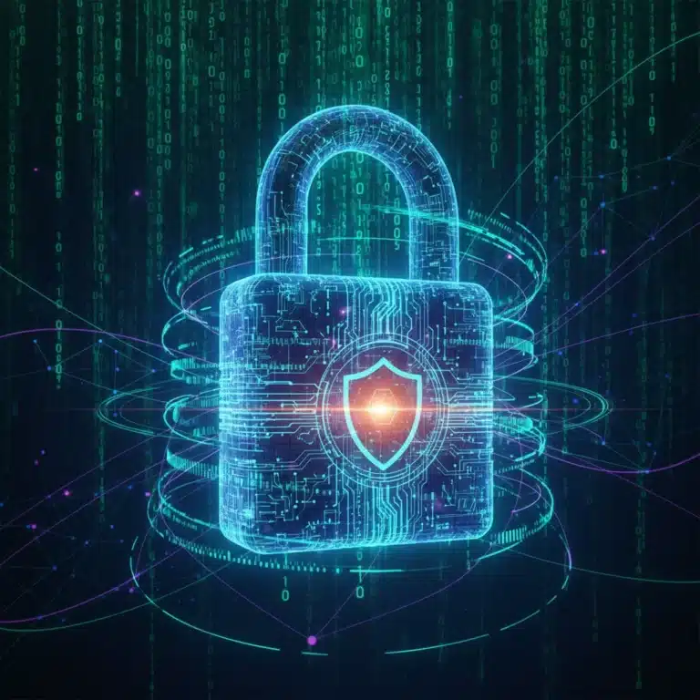 Digital lock symbolizing strong secure password management and cybersecurity.